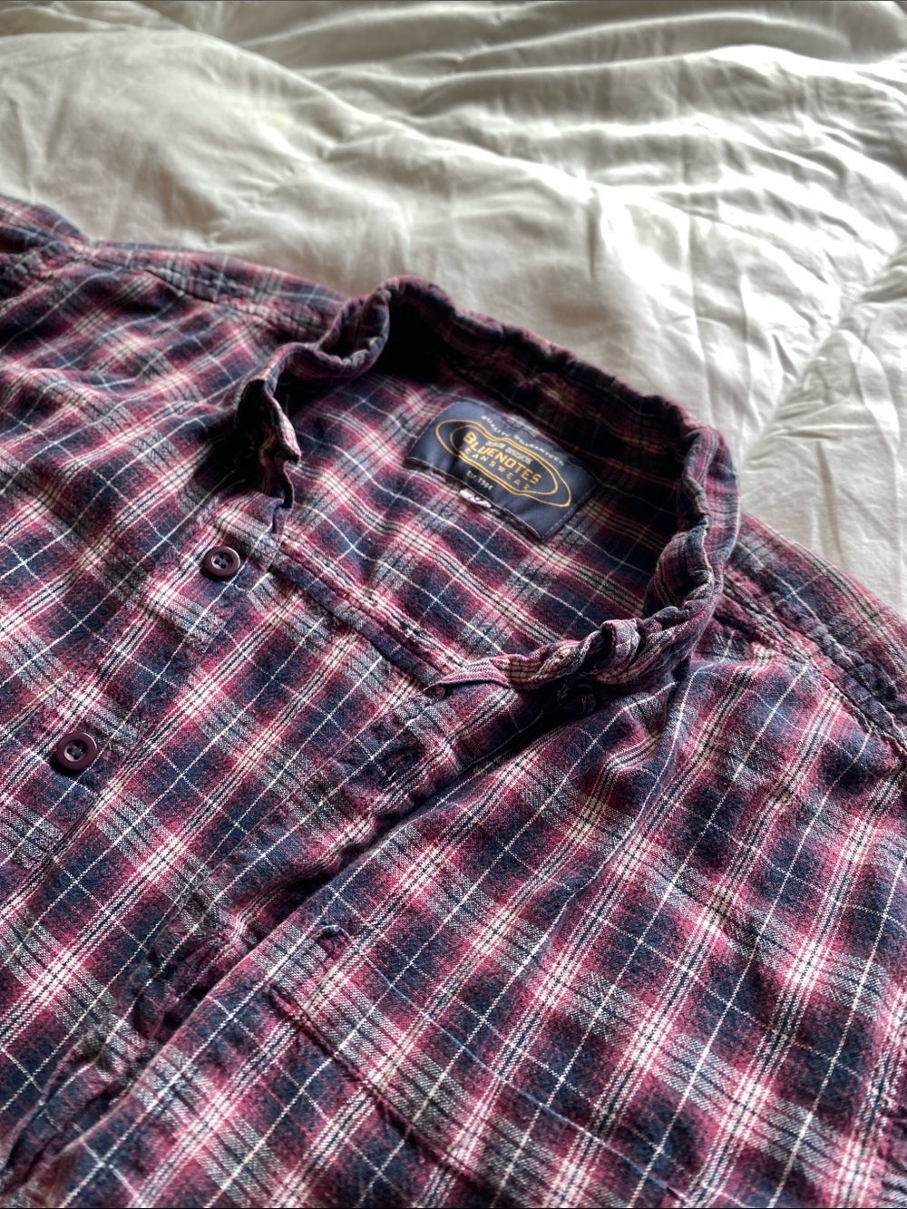 Bluenotes Short-Sleeve Plaid Button-Down Shirt - Burgundy & Black/Navy